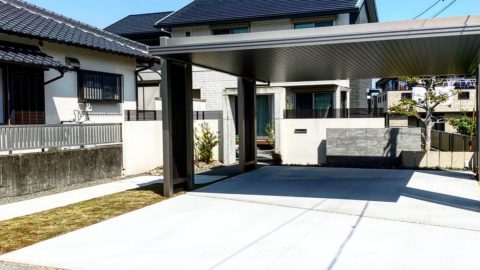 富士市外構　「セミクローズ外構」カーポート設置よるエクステリアリフォーム